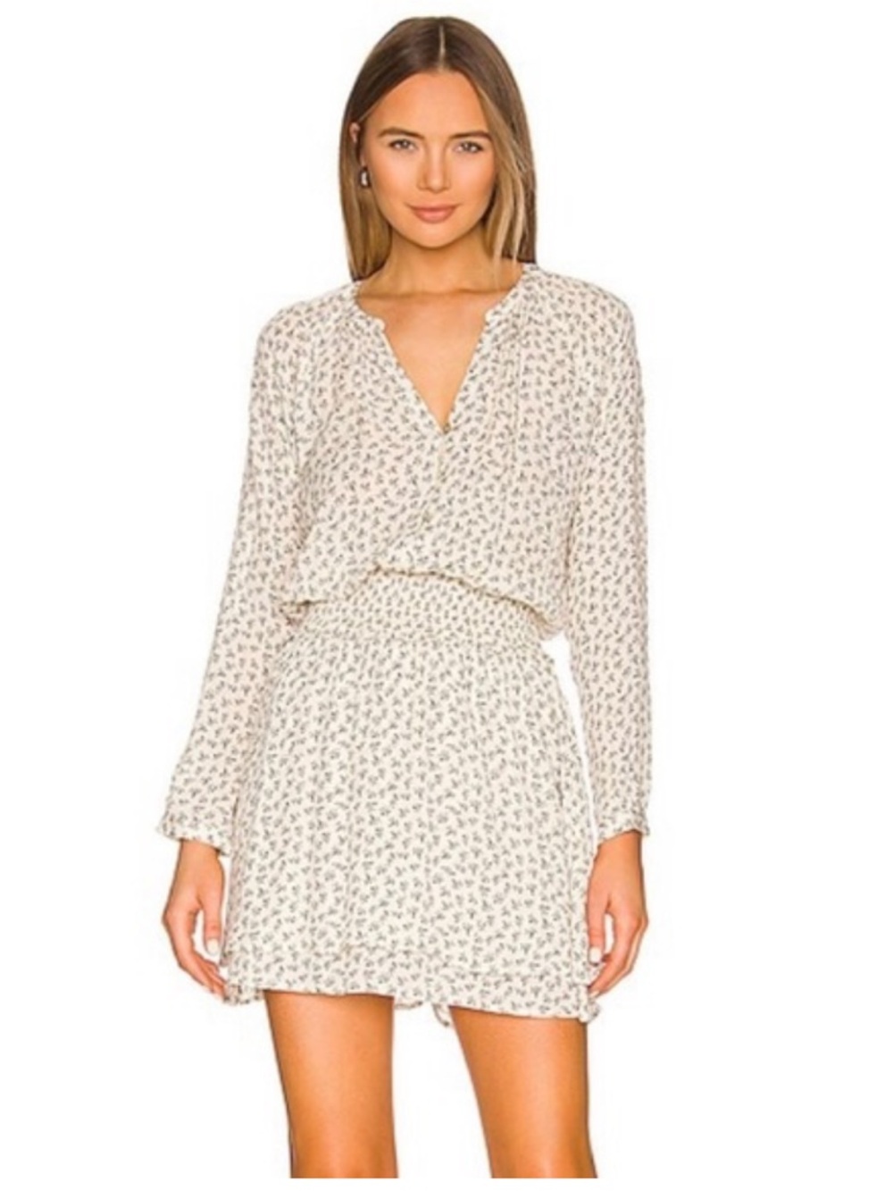 Rails Jasmine Ditsy Floral Smocked Waist Layered Mini Dress - Picture 15 of 15